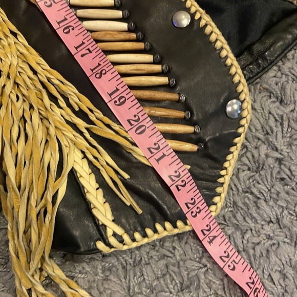 Tribe America NEW Women’s Leather Vest With Fringe Bone Bead Work Made In USA 12 - Picture 13 of 16